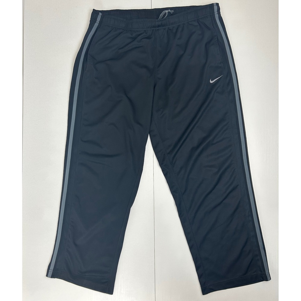 Nike Track Pants Mens XXL Black Grey Stripe Athletic Training 480238-010 Gym